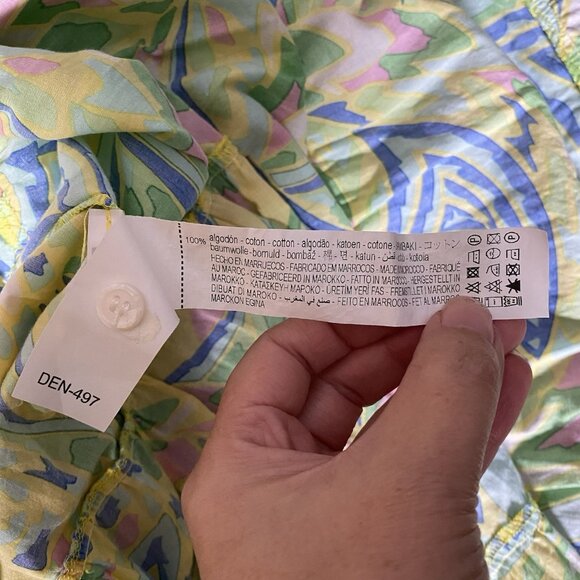 Zara Maxi Shirt Dress M Printed Colorful Vibrant Maximalism Lightweight Tiered - Picture 12 of 16